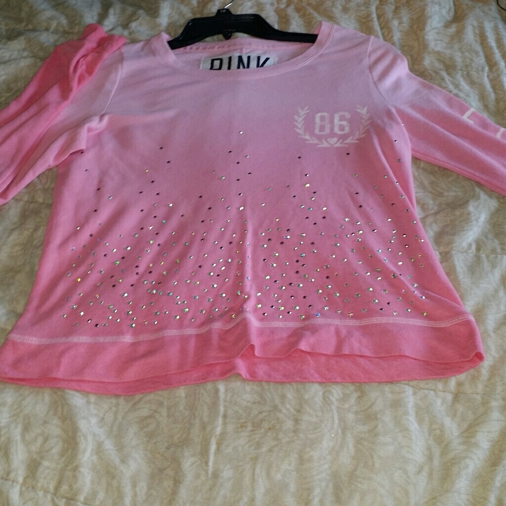 Pink Ombre Rhinestone Sweater